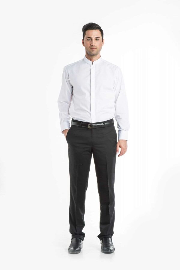 Mandarin Collar Long Sleeve Shirt - Thumbnail Image 5