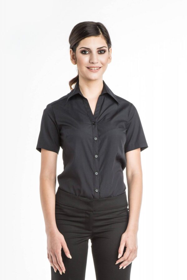 Women's Open Collar Short Sleeve Shirt - Thumbnail Image 1